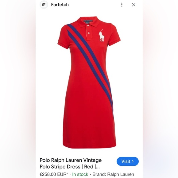 Vintage Polo by Ralph Lauren Red Dress with Blue Accents - Picture 5 of 5